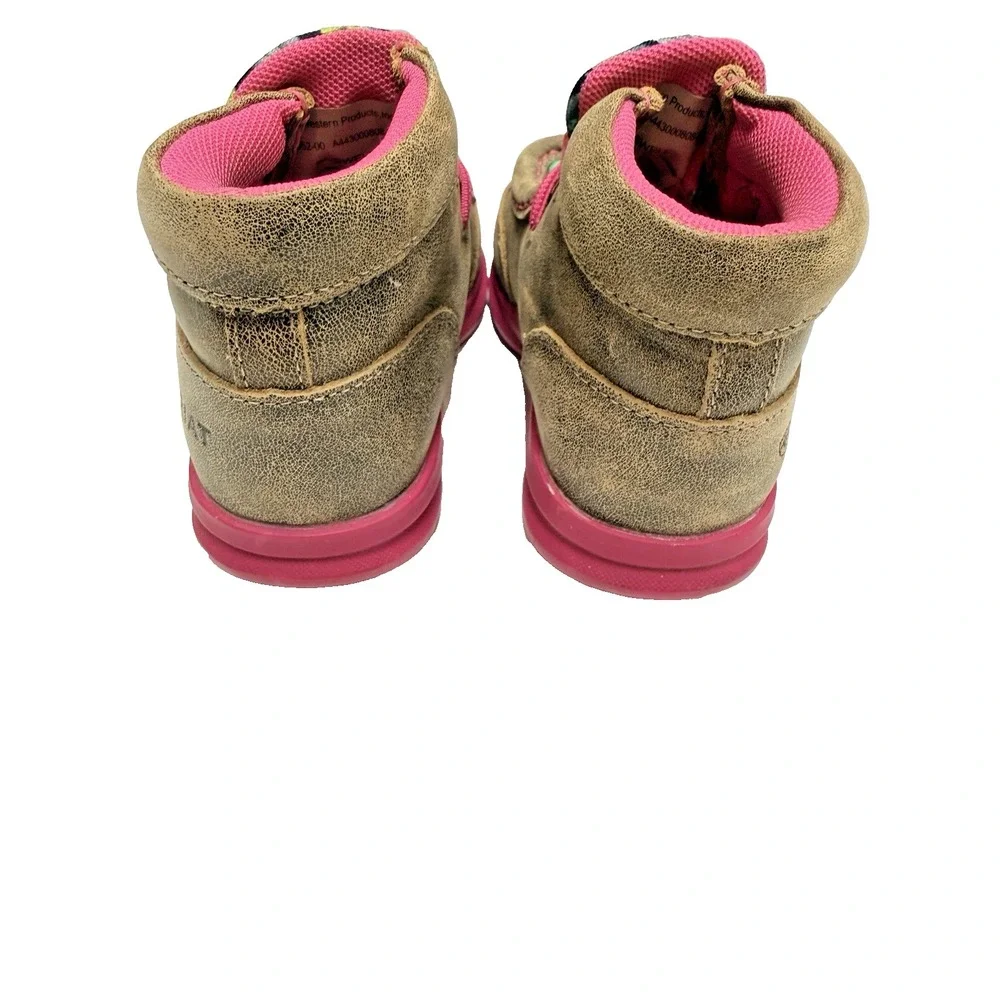 Ariat Toddler Girl's Size 5 Lil Stomper Roswell Cactus Tan & Pink Shoes Boots